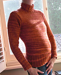Cowl neck pullover sweater; Malbrigo Worsted Merino, color 194 cinnabar
