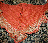 hand knit wrap, scarf; Malbrigo Worsted Merino, color 194 cinnabar