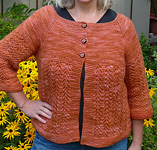 February Lady Sweater free kniting pattern; Malbrigo Worsted Merino, color 194 cinnabar