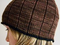 knit ribbed hat; Malbrigo Worsted Merino Yarn, color coco #624