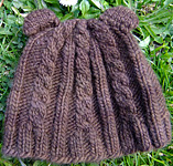cabled teddy hat; Malbrigo Worsted Merino Yarn, color coco #624