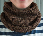 knit cowl neck scarf; Malbrigo Worsted Merino Yarn, color coco #624