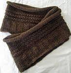 knit cowl neck scarf, eternity scarf; Malbrigo Worsted Merino Yarn, color coco #624