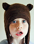 child's hat with ears, thorpe hat; Malbrigo Worsted Merino Yarn, color coco #624