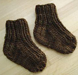 knitted socks; Malbrigo Worsted Merino Yarn, color coco #624