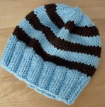 knit striped hat; Malbrigo Worsted Merino Yarn, color coco #624
