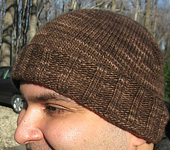 knitted Big Man hat, cap; Malbrigo Worsted Merino Yarn, color coco #624