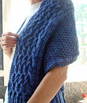 handknit wrap, shawl; Malabrigo Worsted Merino Yarn color indigo 88