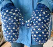 handknit mittens; Malabrigo Worsted Merino Yarn color indigo 88