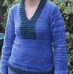 handknit pullover sweater; Malabrigo Worsted Merino Yarn color indigo 88