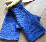 handknit fingerless mittens, gloves; Malabrigo Worsted Merino Yarn color indigo 88
