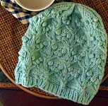 knit cap, hat with bobbles; Malabrigo Merino Worsted Yarn, color 506 mint