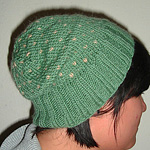 handknit hat, cap; Malabrigo Merino Worsted Yarn, color 506 mint