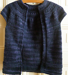 hand-knitted sleeveless sweater; Malabrigo Merino Worsted Yarn, color paris night