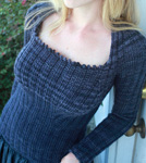 handknit pullover lowneck sweater; Malabrigo Merino Worsted Yarn, color paris night