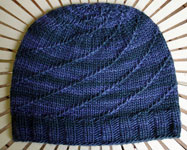 knitted hat, cap; Malabrigo Merino Worsted Yarn, color paris night