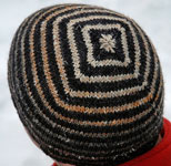 handknitted swirl hat, cap; Malabrigo Merino Worsted Yarn, color paris night