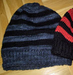 handknit striped hat, cap;