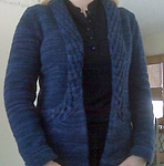 handknit open cabled cardigan;
