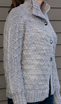 Malabrigo Worsted Merino Yarn, color polar morn #9, knitted cardigan sweater