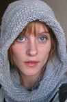 Malabrigo Worsted Merino Yarn, color polar morn #9, knitted hooded scarf