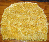 orchids & fairy light knitted hat; Malabrigo Worsted Merino Yarn color pollen #19