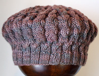 cabled tam; Malabrigo meino Worsted Yarn, color 74 polvoriento