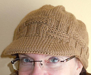 knit hat with brim free knitting pattern; Malabrigo Worsted Yarn, color 511 praline