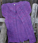 Liesl handknit cardigan by Ysolda Teague;  Malabrigo Worsted Yarn, color purple magic #609