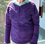 Pullover Sweater pattern by Cornelia Tuttle Hamilton; Malabrigo Worsted Yarn, color purple magic #609