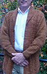 Rafn Viking jacket knitting pattern; Malabrigo Worsted Merino Yarn, color 50 roanoke