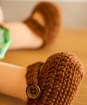 crocheted doll slppers; Malabrigo Worsted Merino Yarn, color 50 roanoke