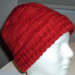 Malabrigo merino Worsted Yarn, color sealing wax 102, knitted hat