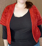 Malabrigo merino Worsted Yarn, color sealing wax 102, short sleeve open sweater