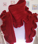 Malabrigo merino Worsted Yarn, color sealing wax 102, knitted ruffled scarf