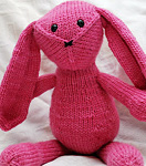 knit stuffed animal; Malabrigo merino Worsted Yarn, color shocking pink #184
