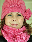 knit conway cloche & ruffled scarf; Malabrigo merino Worsted Yarn, color shocking pink #184