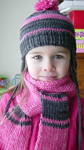knit child's hat & scarf; Malabrigo merino Worsted Yarn, color shocking pink #184