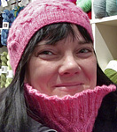 knit hat & cowl; Malabrigo merino Worsted Yarn, color shocking pink #184