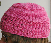 knit Amanda hat; Malabrigo merino Worsted Yarn, color shocking pink #184