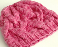 knit hat, cap; Malabrigo merino Worsted Yarn, color shocking pink #184