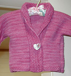 baby shawl collar sweater; Malabrigo merino Worsted Yarn, color shocking pink #184