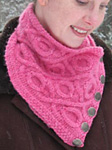 knit kerchief; Malabrigo merino Worsted Yarn, color shocking pink #184