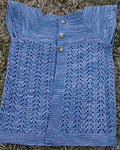 February Lady Sweater; Malabrgo Merino Worsted yarn, color stone blue #99