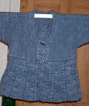 cardigan sweater; Malabrgo Merino Worsted yarn, color stone blue #99