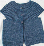 knitted vest; Malabrgo Merino Worsted yarn, color stone blue #99