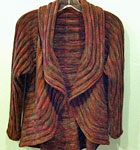 handknit shawl collar coat; Malabrigo Merino Worsted Yarn color stonechat