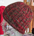 handknit ribbed hat, cap;