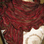 handknit ruffled scarf; Malabrigo Merino Worsted Yarn color stonechat