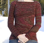 handknit pullover boatneck sweater; Malabrigo Merino Worsted Yarn color stonechat